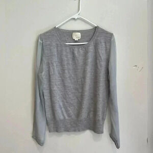 Girl. Band of Outsiders Wool Blouse With Sheer Sleeves